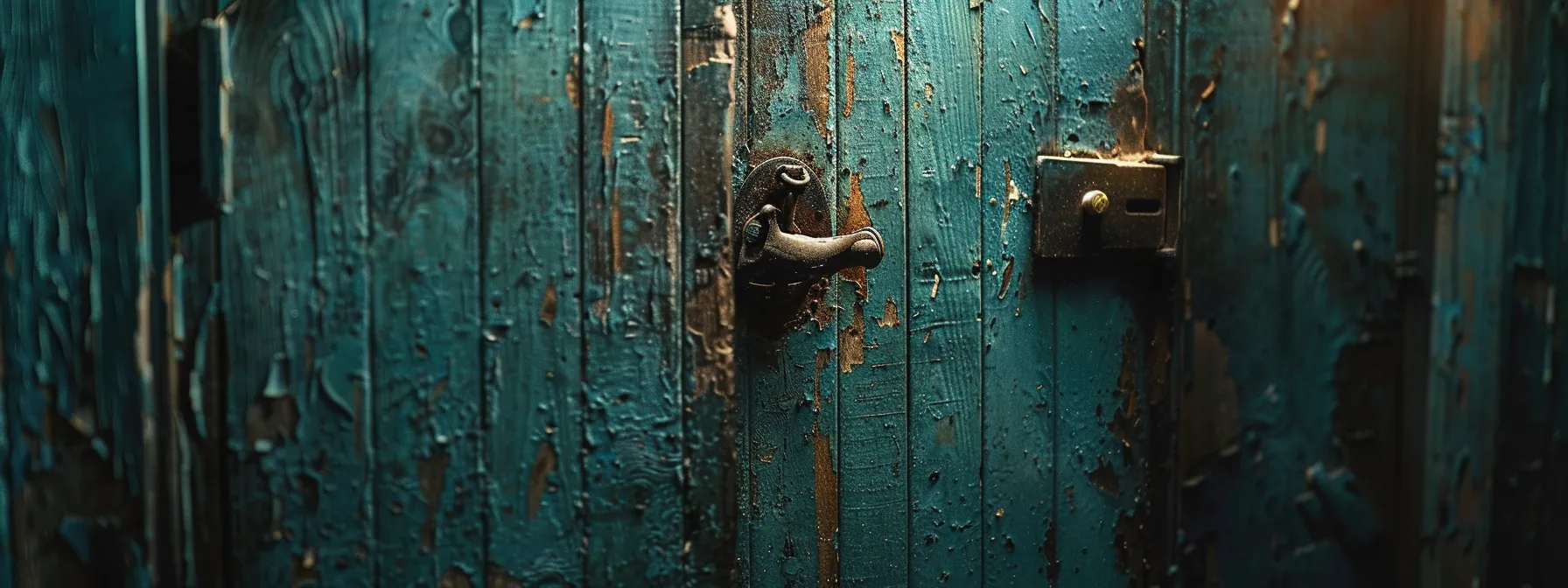 una cerradura vieja y oxidada en una puerta, representando el riesgo de intrusión al mantener las cerraduras originales.